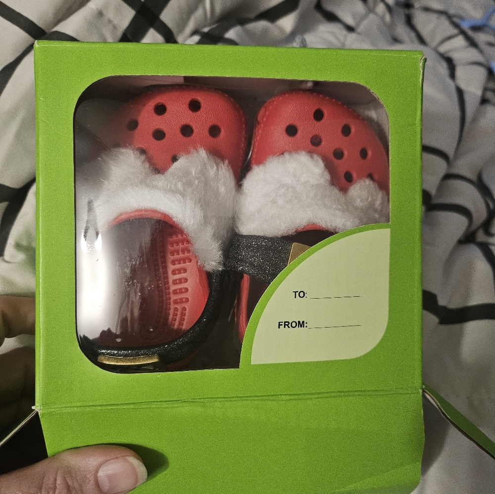 Crocs little Santa Classic Lined Clog infant Child size c2/3 Red christmas croc